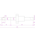 Technical drawing of Ball Screw SFU1204 with 12mm diameter and 4mm pitch, 300mm length, with metal nut for CNC axis motion applications.