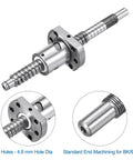 SFU1204 Ball Screw Kit 150mm with Anti Backlash Ball Nut, Standard End Machining for BK BF12, showing 6 holes and end detail