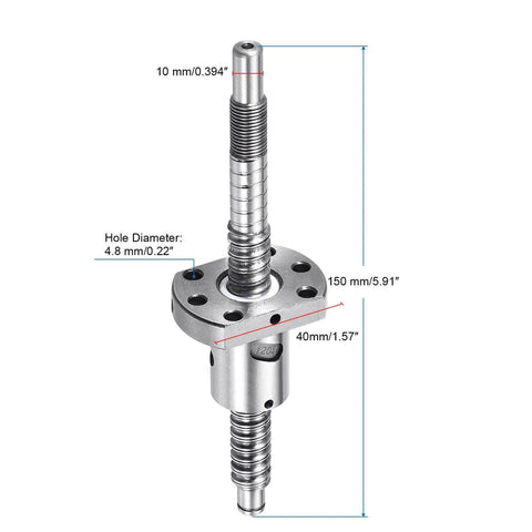 SFU1204 Ball Screw Kit 150mm with Anti Backlash Ball Nut, Standard End Machining for BK BF12, 12mm Diameter, 4mm Lead