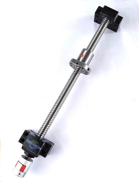 Ball Screw SFU1204, 12mm Diameter, 4mm Lead, 700mm Length, GCr15 Steel with nut, BK/BF10 end support, coupler, and end machining.