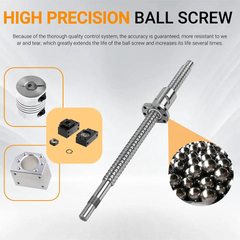 SFU1605 1500mm Anti Backlash Ballscrew Kit with Ball Nut Machining End Supports BF12 BK12 and Couplers for CNC Router