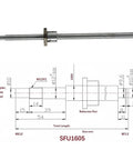 Diagram of 16mm CNC Ballscrew Kit SFU1605 RM1605 Anti-Backlash 400mm Ball Screw with BK12 BF12 Supports