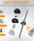 SFU1605 500mm Ball Screw With 16mm Diameter Antibacklash Ball Nut For CNC Machines, showing low noise and high efficiency features.