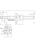 Technical drawing of 900mm SFU1605 CNC Ball Screw Assembly with Ballnut, BK12 BF12 Supports & Coupler