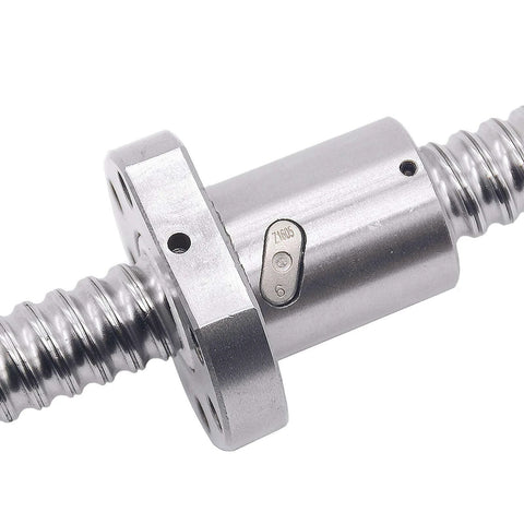 250mm SFU1605 Ball Screw CNC Assembly with metal nut, showing 16mm diameter and 5mm pitch for precise CNC machining and industrial use