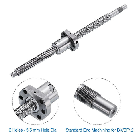SFU1605 Ball Screw Assembly 16mm Diameter Lead 5mm 700mm Length With Anti Backlash Nut for BK BF12 CNC Machines
