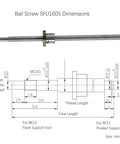 ✝️ 1605 Linear Motion CNC Ball Screw with Anti Backlash Nut, Coavoo SFU1605 1000mm 39.37 inch dimensions diagram