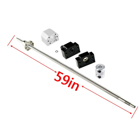 Ball Screw Kit SFU1605 1500mm 16mm Diameter With BK12 BF12 End Supports, Ball Nut Housing, and Coupler for CNC Machines