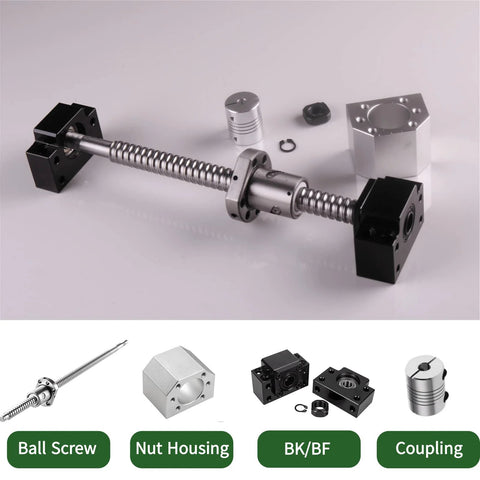 SFU1605 Ball Screw Kit 550mm For CNC Machines 16mm Diameter Lead 5mm Includes Ball Screws BK And BF End Supports Ball Nut Housing