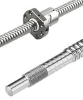 Close-up of SFU1605 Ball Screw Kit 750mm Length 16mm Diameter 5mm Lead, showing nut housing and end support details for CNC machines.