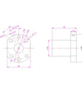 Technical drawing of 1PCS SFU1605 Ballscrew Nut Diameter 16mm 5mm Pitch Ball Screw for CNC axis motion and 1605 nut housing Bracket.