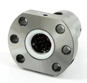 Front view of SFU2005-3 ballscrew nut 20mm ball screw single nut, showing six screw holes and metal construction.