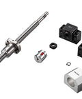 SFU2005 Ball Screw Kit With Nut, BK BF15 End Supports, Coupler shown on white background.