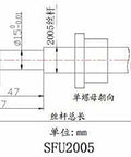 Technical diagram of CNC Ball Screw SFU2005 Kit 20mm Diameter Lead 5mm Length 200mm With Nut End Supports EK EF15 Coupler End Machining.