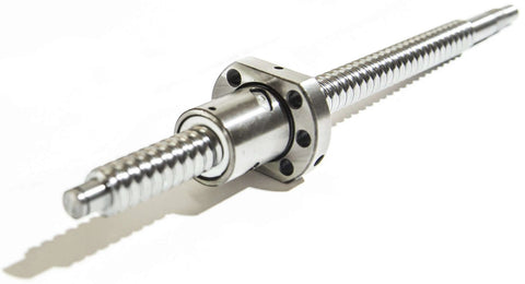 SFU2505 CNC Ball Screw Assembly with Nut, End Machined, 25mm Diameter, 5mm Lead, GCr15 Steel, front view