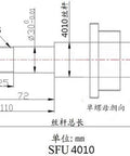 Technical diagram of SFU4010 Ball Screw Assembly Kit With Nut End Supports BK BF30 Coupler 750mm Length 40mm Diameter Lead 10mm for CNC