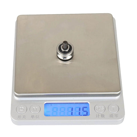Sg15 u groove ball track guide bearing 5x17x8 mm on digital scale, 3D printer accessory from 4-pack set, for smooth CNC installs