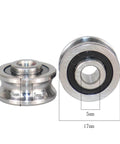✝️ Sg15 u groove ball track guide bearing 5x17x8 mm, m5*18 screws, suitable for 6mm guide rails, shown close-up