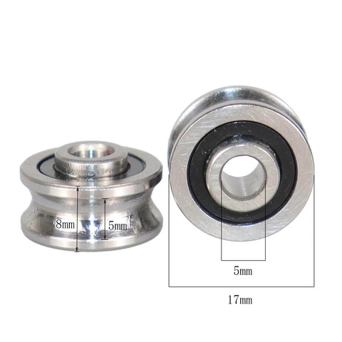 ✝️ Sg15 u groove ball track guide bearing 5x17x8 mm, m5*18 screws, suitable for 6mm guide rails, shown close-up