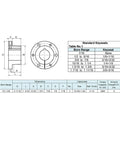 Technical diagram of SH Style Quick Disconnect Bushing For Pulleys With 1 Inch Bore Carbon Steel Cast Construction