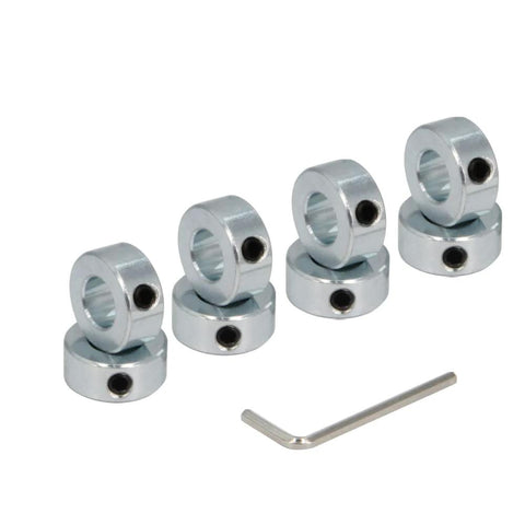 8pcs 1/2" Bore Shaft Collar Lock Collar Zinc Plated Solid Steel with Set Screw and hex key in a group view