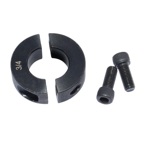 Two Piece Clamping Shaft Collar Three Quarters Inch Double Split Set Screw Style Carbon Steel Bore shown with screws