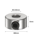 Close-up of 10pcs Set Screw Collars 3.05mm Bore Shaft Collars, 8mm OD, 4mm Width, nickel-plated carbon steel wheel collar.