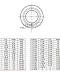 Technical diagram of Single Split Clamp-On Shaft Collar of Metal Material 1 inch Bore Set Screw with specifications table.