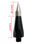 Replaceable Sharp Prism Pole Tip 5/8 Inch Male Thread For GPS Carbon Fiber Poles, side view with measurements