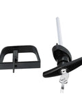 Shed door latch T handle lock kit with 4 keys, heavy duty metal hardware, black powder coated finish, adjustable back D handle, 4-1/2 inch stem