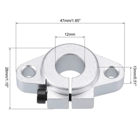 12mm Shaft Support SHF12 Flange Mount Linear Guide Block for CNC and 3D Printer with dimensions