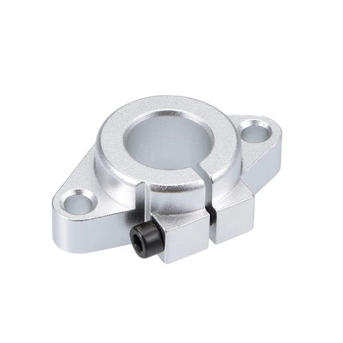 Close-up of Beefy 16mm Shaft Support SHF16 flange mount for CNC machines and 3D printers, aluminum alloy with mounting holes visible