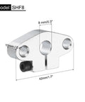 4 Pieces SHF8 Aluminum Linear Rod Rail Shaft Support Clamps for 8mm Diameter Shaft with Wrench Included, side view with dimensions.