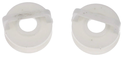 Shift Cable Bushing Kit For Cadillac Chevrolet And GMC Models OE Fix Direct Replacement To Restore Smooth Shifting And Precise Gear Feel Without The Guesswork With Easy Install For A Wide Range Of Years And Vehicles Dorman 14092 close-up view of two white bushings.