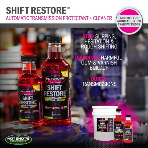 Shift Restore Automatic Transmission Additive 16 oz bottles for smoother shifts and reduced friction in automatic and CVT transmissions