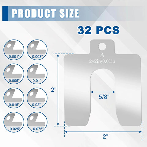 Stainless Steel Shim Kit 32 Pcs Size A 2x2 Slotted Shims For Leveling Alignment Motor Door And Machine Adjustment Industrial Shim Set