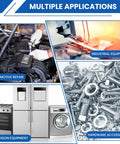 Various uses of Shim Stock Assortment Kit MILYARD for automotive repair, industrial equipment, precision appliances, and hardware accessories.