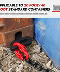 Shipping Container Loading Chain (1/2" x 5') with Bridle Hooks G80 attached to container latch.