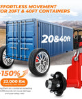 2 Pack Shipping Container Wheels 6 Lug Axles Kit With Ratchet Tie Down, moving blue container with industrial wheel.