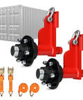 2 Pack Shipping Container Wheels 6 Lug Axles Kit With Ratchet Tie Down for moving containers, heavy-duty steel construction