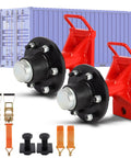 Heavy Duty Shipping Container Wheels Kit For 20-40ft Containers, 6-Lug Casters with ratchet straps and fasteners