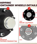 Heavy Duty Shipping Container Wheels Kit For 20-40ft Containers, 6-Lug Casters with corrosion-resistant cap and lug pattern detail
