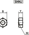 Technical drawing of SHNJ-M4 NBK Socket Head Cap Screws - SUS310S- Made in Japan, showcasing dimensions and design features.
