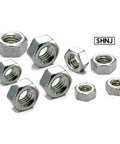 ✝️ SHNJ-M3 NBK Socket Head Cap Screws - SUS310S- Made in Japan shown with multiple hex nuts, ideal for mechanical systems.