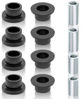 12 Pcs Shock Absorber Bushings Bearings Kit For Polaris Ranger black bushings and metallic sleeves laid out for installation