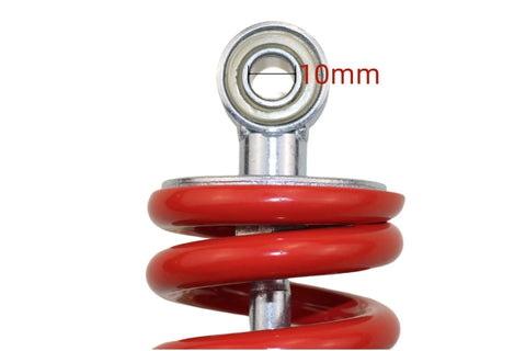 Close-up of a 10mm mounting hole on Rear Shock Absorber 270 Millimeter Center To Center Mounting For Quad ATV Dirt Bike Pit Bike Go Kart Buggy 980 Pound Load With Sensa Trac Suspension Durable Beefed Up Heavy Duty Built To Last For 4 Wheel Vehicles