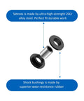 Eight Piece Shock Bushing And Four Piece Bearing Sleeve Kit 0604-310 0403-028 For Bearcat 454 1996 1998 700 650 500 400 375 300 250 ATV Models With Wear Resistant POM Nylon Construction For Durable Performance And Smooth Suspension close-up view with material details.