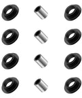 Eight Piece Shock Bushing And Four Piece Bearing Sleeve Kit 0604-310 0403-028 for Bearcat ATV models, black bushings and silver sleeves.