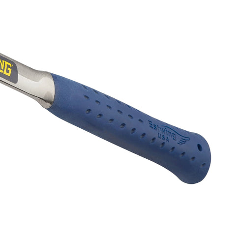 Close-up of the shock reduction grip of Ball Peen Hammer 24 Oz USA Made With Forged Steel Construction for metalworking.