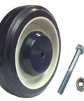 Bulk Shopping Cart Replacement Wheels with Axles - 50 Wheel Kit, 5-inch diameter wheel with axle and nut view